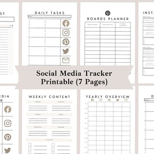Social Media Tracker Printable, Printable Social Media Planning Pack, Social Media Planner Printables, Simple Social Media Trackers