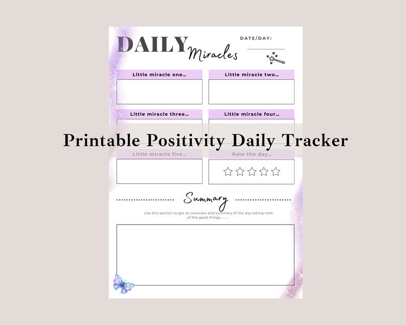 Little Miracles Printable Tracker, Printable Miracle Journal, Magic Mindset Printable Journal ...