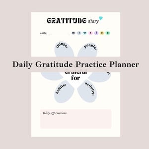 Pretty Printable Gratitude Planner Sheet, Daily Gratitude Practice Journal Planning Sheet