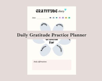 Vrij afdrukbaar dankbaarheidsplannerblad, planningsblad Daily Gratitude Practice Journal