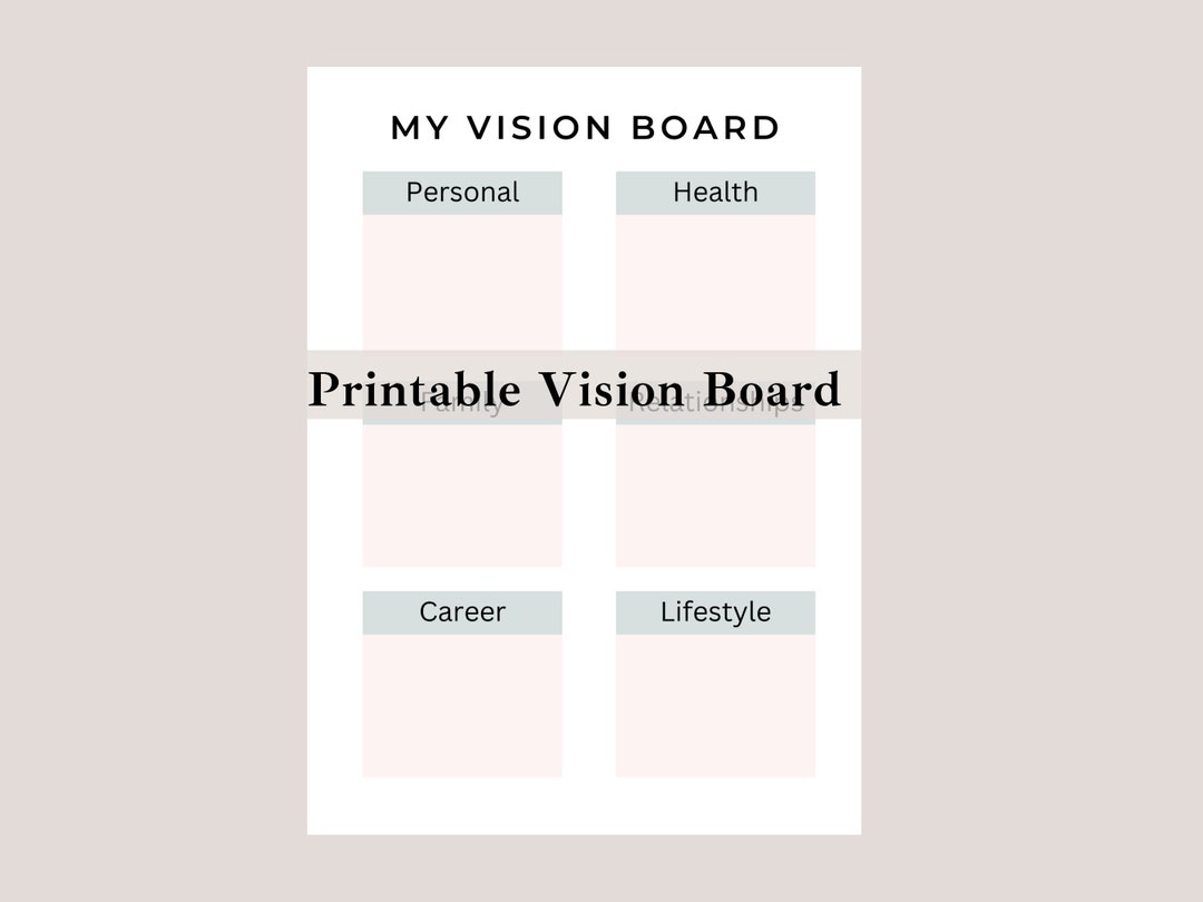 Vision Board Printable, Manifestation Vision Board, Motivational Vision ...