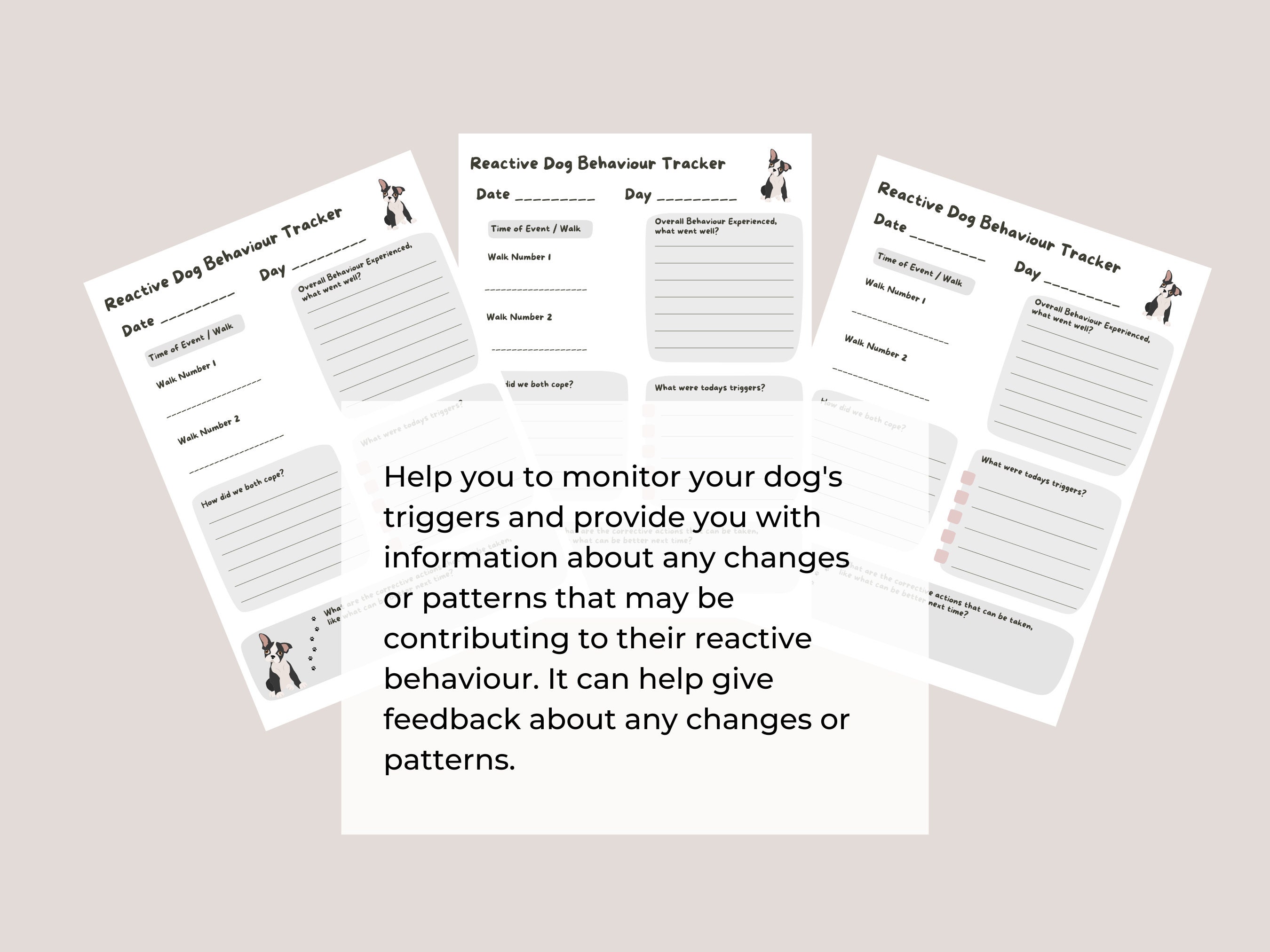 Reactive Dog Behaviour Tracker, Dog Training List, Dog Behaviour ...