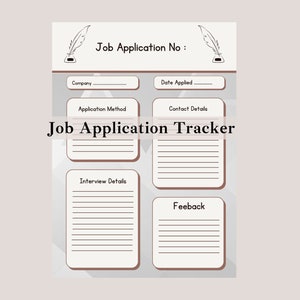 Job Search Planner and Tracker, Printable Job Search Planner, Job Application Tracker