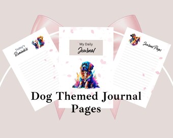 Dagboekpagina's met hondenthema, dagelijkse dagboekpagina's voor hondenliefhebber, afdrukbaar dagelijks dagboek met hondenthema, briefpapier met hondenthema