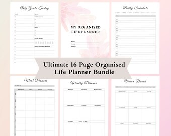 Ultimate Printable Productivity Planner, Goal Setting Printable Organisers, Printer Friendly Planning Bundle, Goal Setting Organiser PDF