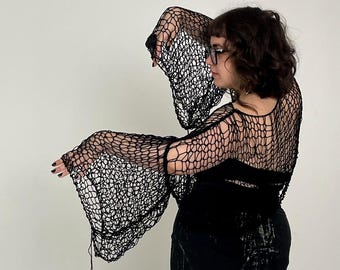 Jersey de punto oversize de manga larga en estilo gótico