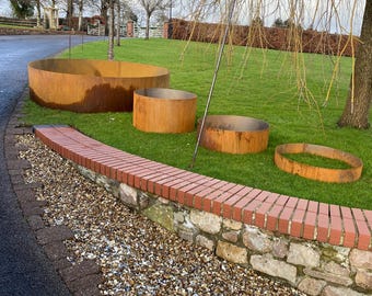 Corten Steel Raised Round Open Bottom Planter Beds
