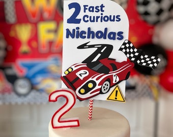 Two Fast Birthday Cake Topper Racing Car Birthday Party Two Fast Two Curious Decoration