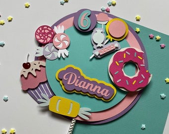 Candyland Cake Topper, Candy Cake Decoration, Donut Birthday Party