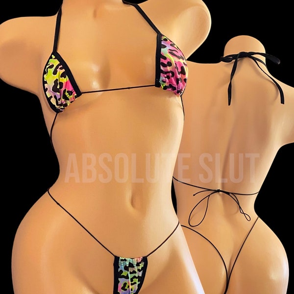 Colorful Exotic Cheetah Animal Print Bikini Set #16