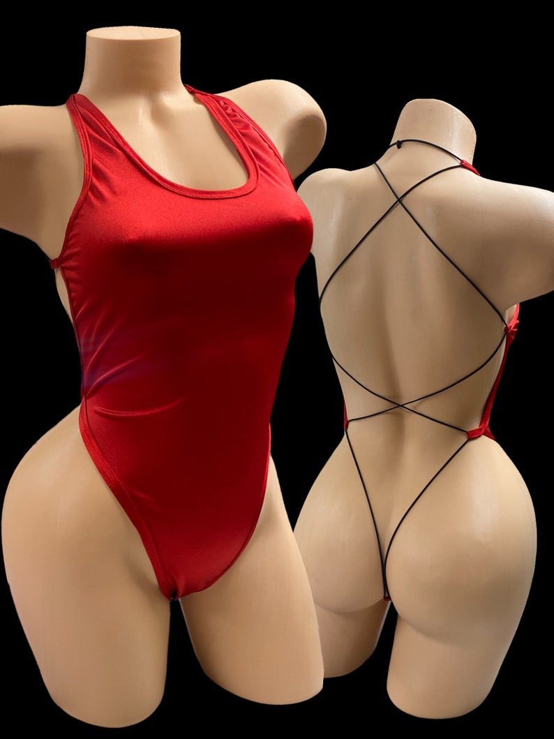 Spandex open back Elastic String Bodysuit (various colors available) 