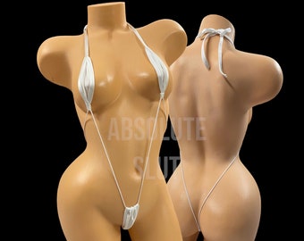 White Micro Slingshot Exotic Dancewear Swimwear