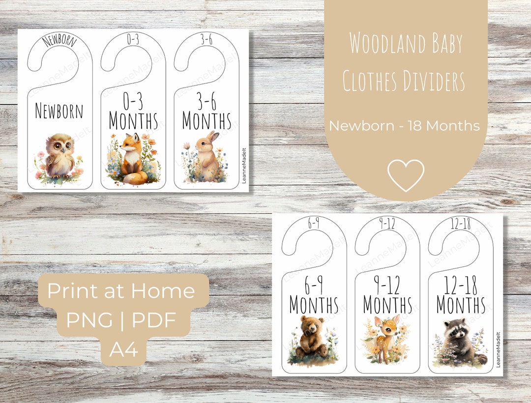 Woodland Baby Animals Printable Wardrobe Clothes Dividers Closet ...