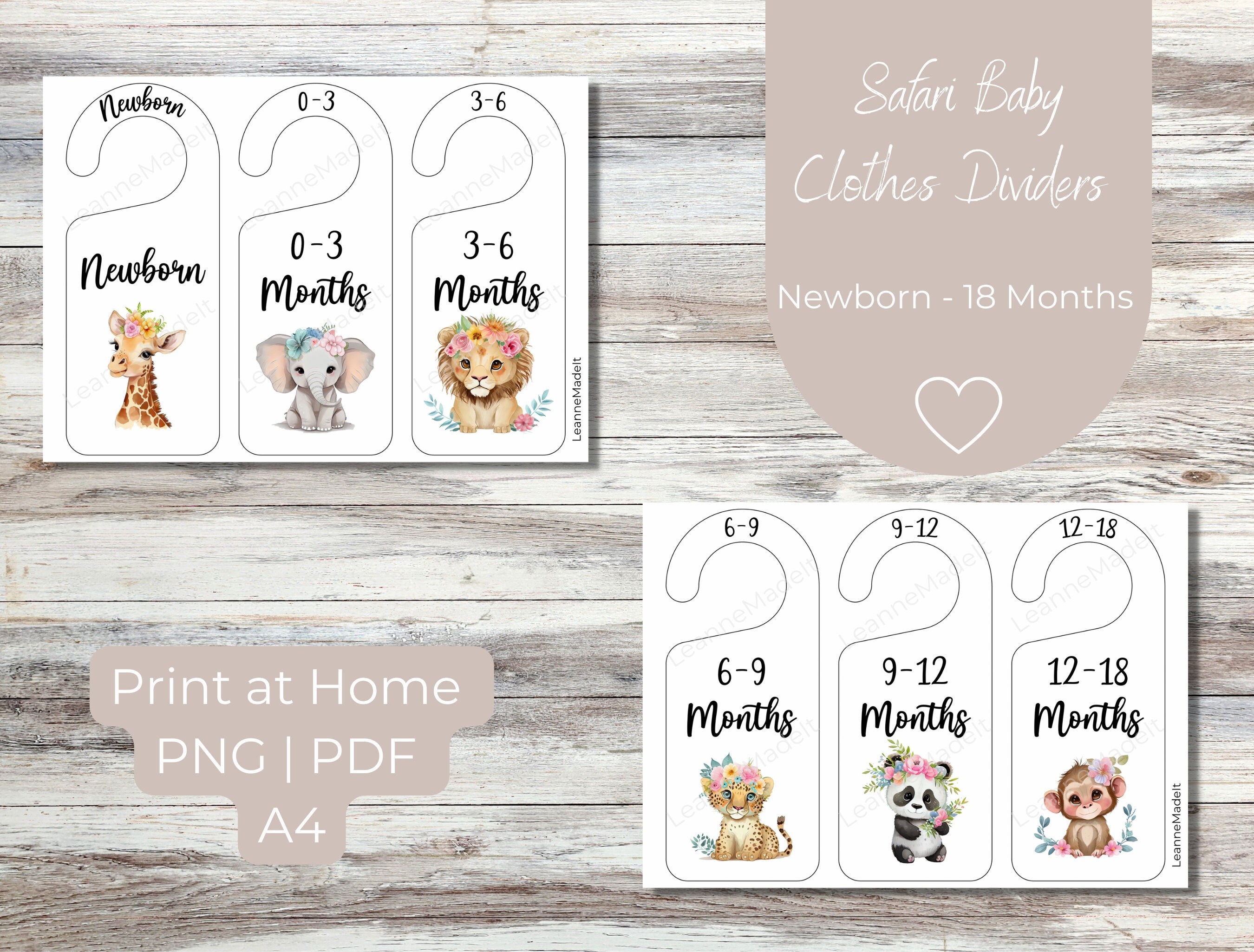 Safari Baby Animals Printable Wardrobe Clothes Dividers Closet Hangers ...
