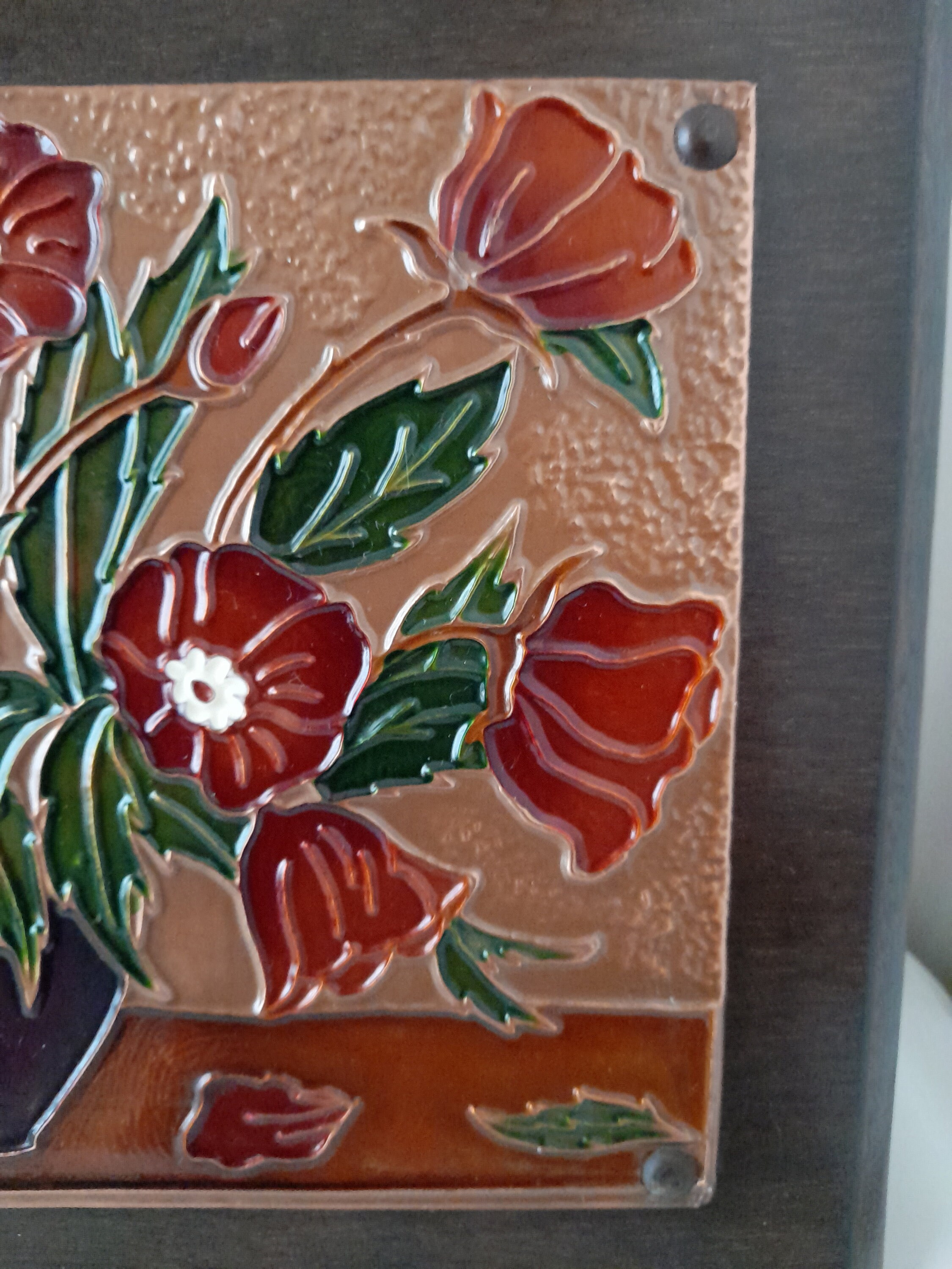 Vintage Aethra Copper & Enamel Wall Art Picture on Wood Plaque Etsy