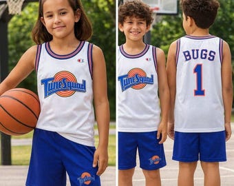 Space Jam Tune Squad Bugs Bunny #1 Jugend Jersey XL Shorts L Champion Set NEU mit Etikett