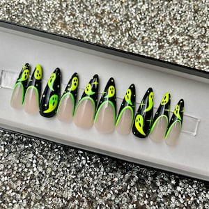 Colorful Halloween Neon Press On Nails
