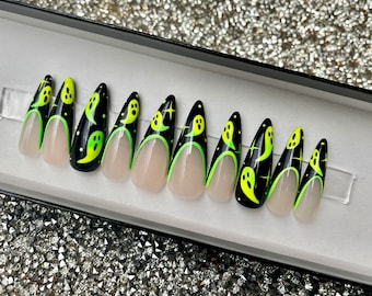 Colorful Halloween Neon Press On Nails