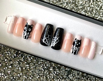 Kawaii Cat Halloween Press On Nails