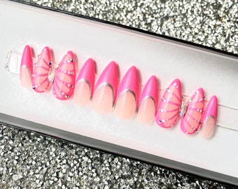 Pink Butterfly Press on Nails