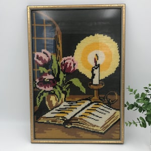 Hand embroidered tapestry with frame, Sweden