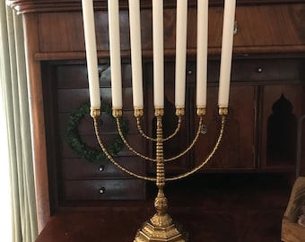 ヴィンテージ真鍮製メノーラー：ユダヤ教の燭台、7本の枝 - Etsy 日本