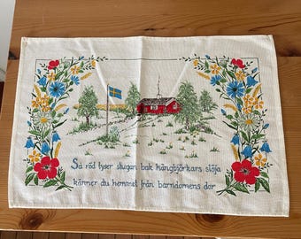 Vintage 60's 70's Swedish Folk Art Folklore by Hill Linen