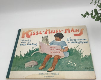 Old Swedish songbook for children, Kisse-Misse-Måns / vintage / Children's book