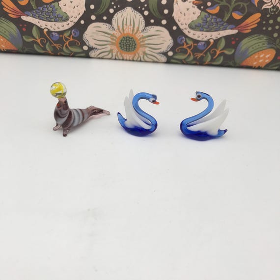 小さなガラスの動物3体 / ミニチュア / コレクターズアイテム - Etsy 日本