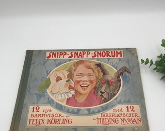 Old Swedish songbook for children, Snipp-snapp-snorum / vintage / Children's book