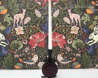 Bougeoir en métal avec verre / vintage