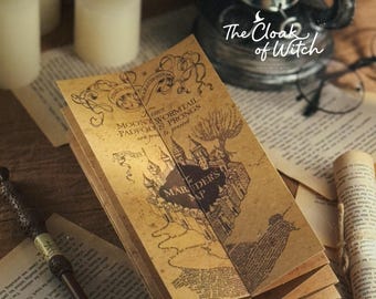 Wizarding Castle Map Prop • Marauder Vintage Scroll • Dark Academia Magic School Decor • Mischief Managed Blueprint
