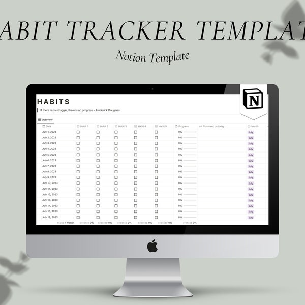 Notion Daily Tracker Etsy