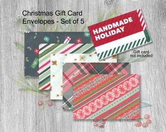 Premium Christmas gift card holder set of 5 | handmade gift card envelope | holiday gift card holder | Christmas gift card envelope | GC20
