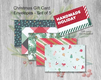 Premium Christmas gift card holder set of 5 | handmade gift card envelope | holiday gift card holder | Christmas gift card envelope | GC21