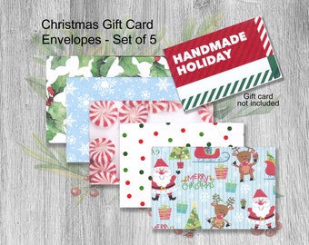 Christmas gift card holder set of 5 | handmade gift card envelope | holiday gift card | Christmas gift card envelope GC11