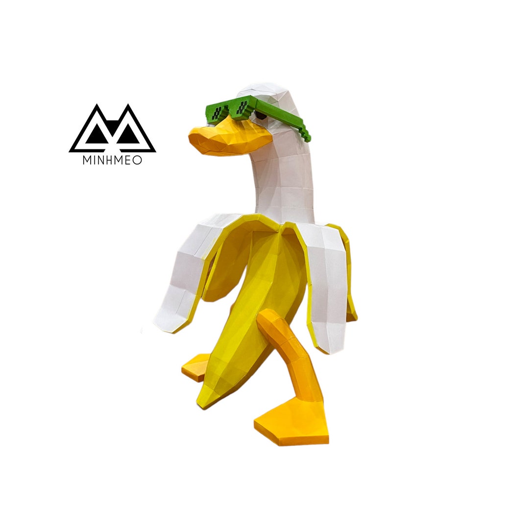 Banana Duck Papercraft 3D Banana Duck Low Poly 3D Origami Etsy