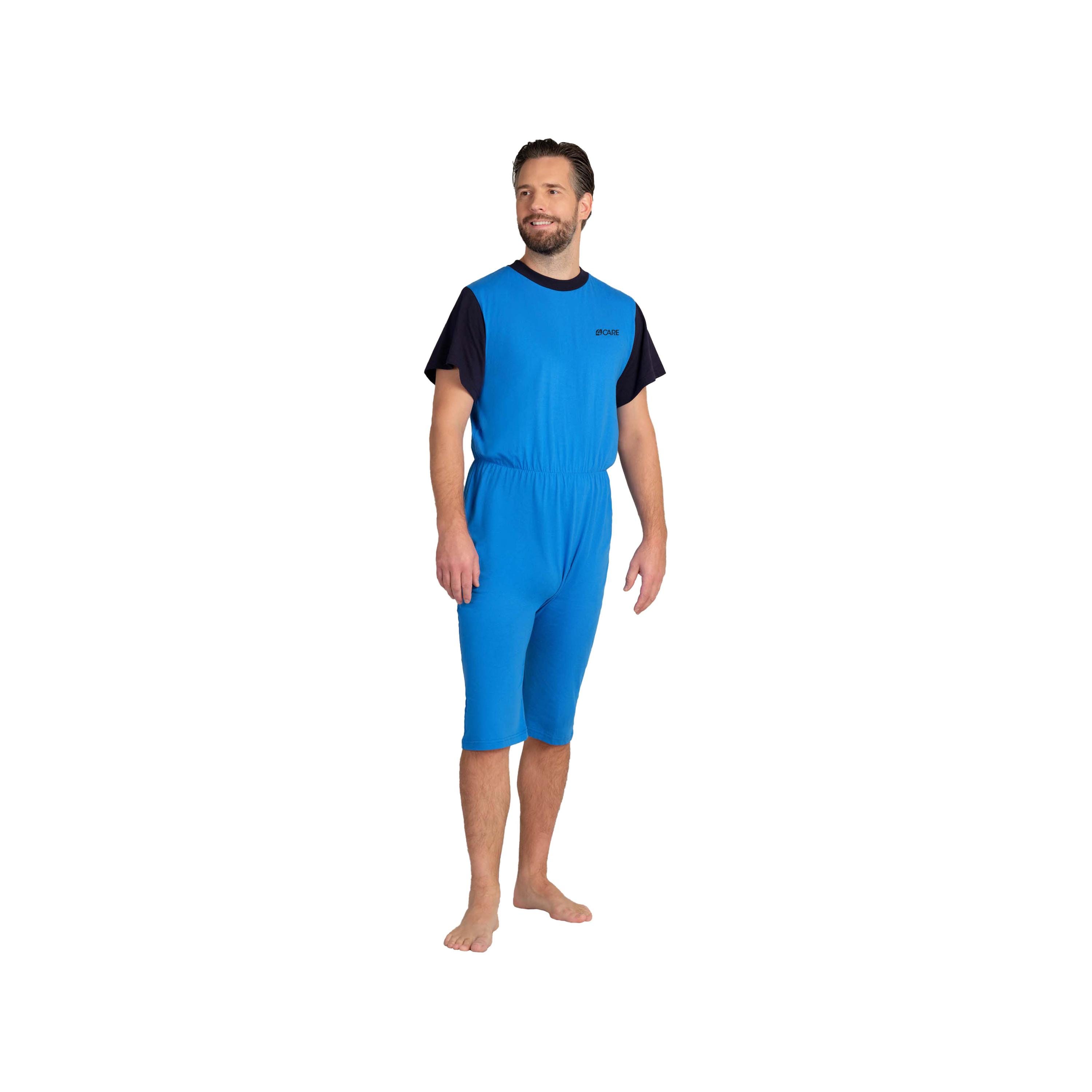 Jersey jumpsuit back zipper closure prevent pulling diapers self undressing