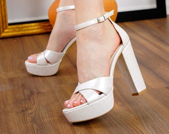 white platform heels wedding