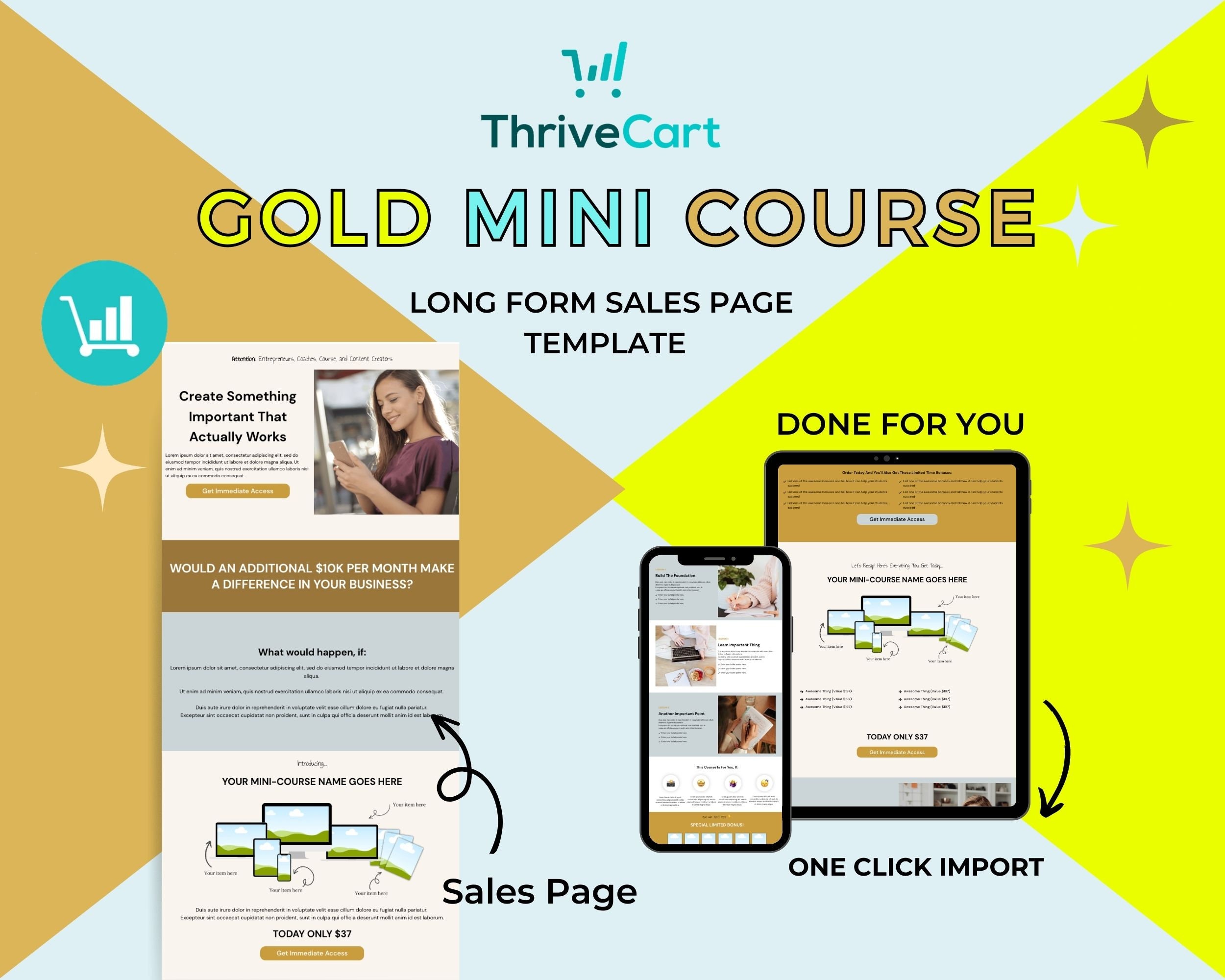 Gold Online Course Sales Page Template in Thrivecart - Etsy
