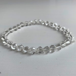 elastic bracelet made of genuine clear rock crystals 5 x 6 mm - pure beauty :-)