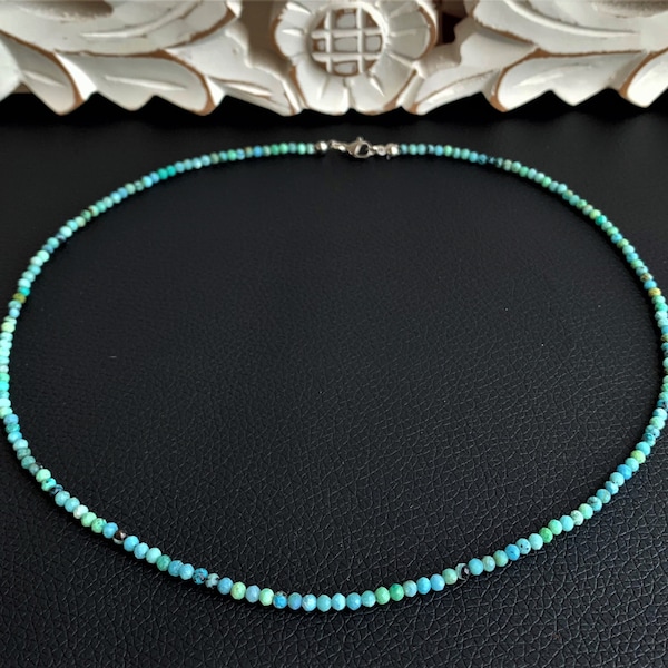 Kette aus echtem blauem Opal in AA-Qualität: facettierte Perlen 3mm im herrlich frischen Blau bis Türkis (ungefärbt!)