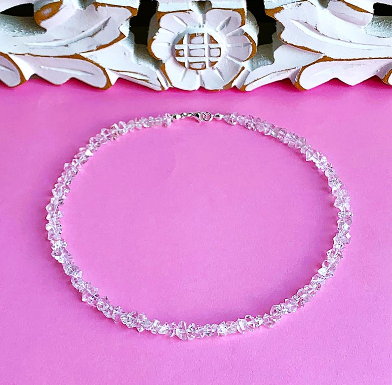 Herkimer diamant (bergskristall) lyxig finish i absolut klar kvalitet: 8-9 mm x 6 mm rent som ett halsband bild 1