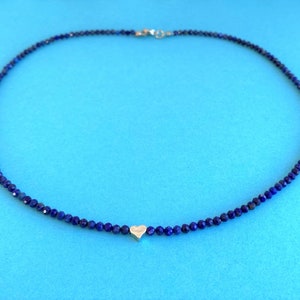 Lapis lazuli AA 3 mm faceted beads (naturally undyed) and a cute mini heart :-)