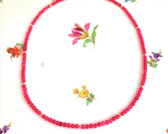 natural genuine ruby in excellent color (undyed!) - necklace made of pure rubies & golden tiny stones ;-)