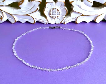 Herkimer Diamant (Bergkristall) in absolut klarer Qualität- 4x2mm - pur als Kette  :-)