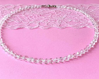 6 x 5 mm bergkristall i stjärnslipning som halsband
