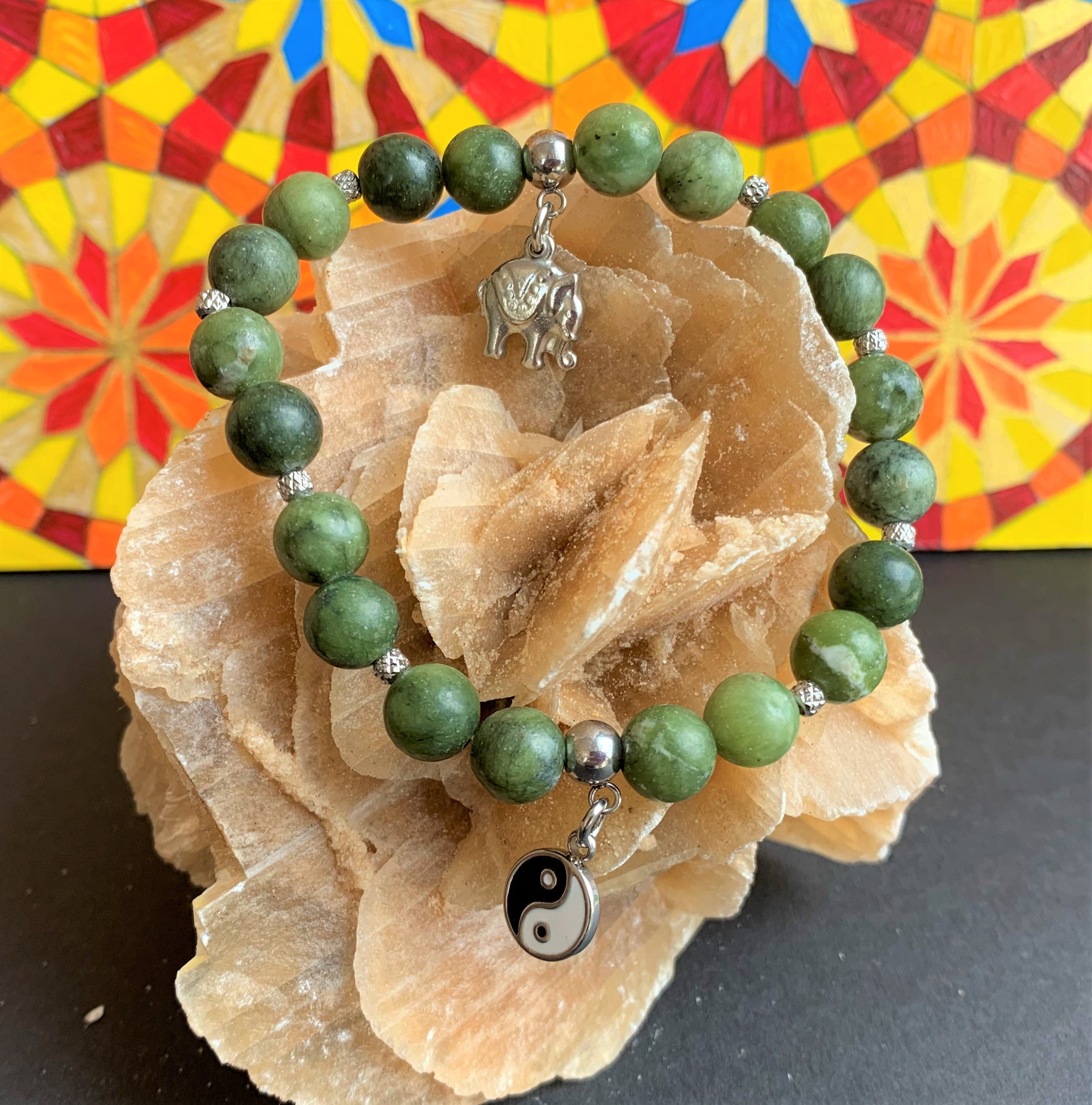 Bracelet Perles Jade De Taïwan & Améthyste - Fait Main Sur Mesure - Taille 6mm - Élastique - Neuf