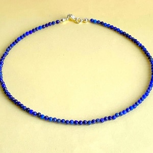 Lapis lazuli AA 3 mm beads with facets (naturally undyed) as a necklace