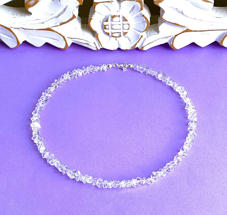 Herkimer diamant (bergskristall) lyxig finish i absolut klar kvalitet: 8-9 mm x 6 mm rent som ett halsband bild 10